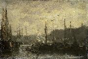 Jacob Maris Harbour View oil on canvas
